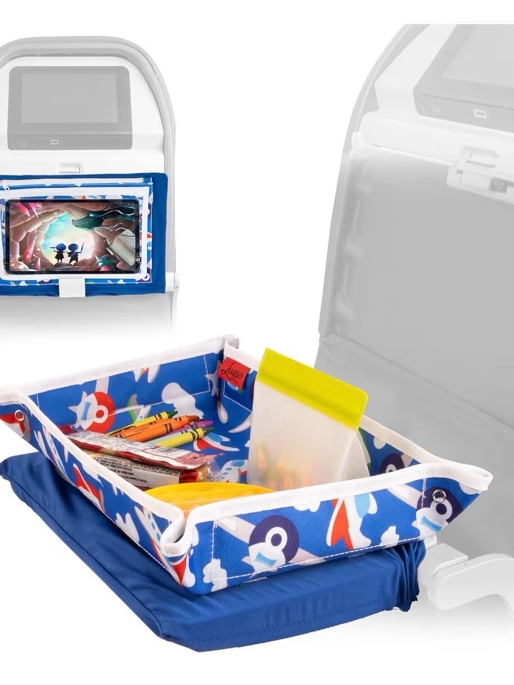 Kids Travel Tray and Organizer - Blue Pattern